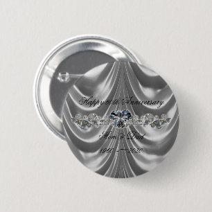 60th Wedding Anniversary Diamond Heart 6 Cm Round Badge