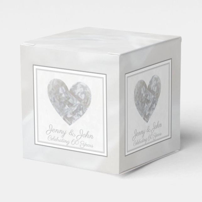 60th Wedding Anniversary diamond heart Favour Box (Front Side)