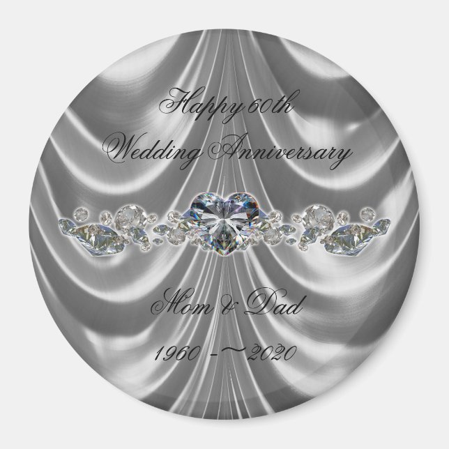 60th Wedding Anniversary Diamond Heart Magnet (Front)