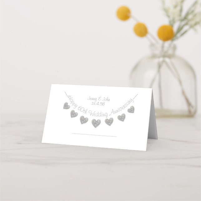 60th Wedding Anniversary diamond place card (Front)