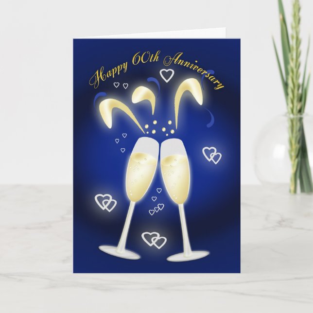 60th Wedding Anniversary Diamond Wedding Card (Front)