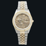 60th Wedding Anniversary Diamond Wedding Gold Chic Watch<br><div class="desc">60th Wedding Anniversary Diamond Wedding Anniversary Gold Look Background Number 60 in Diamonds Look Typography Elegant Gift for 60th Anniversary Couple,  Watch,  you can add names and date.

To create the gold look background I used an image from myfreetextures.com</div>