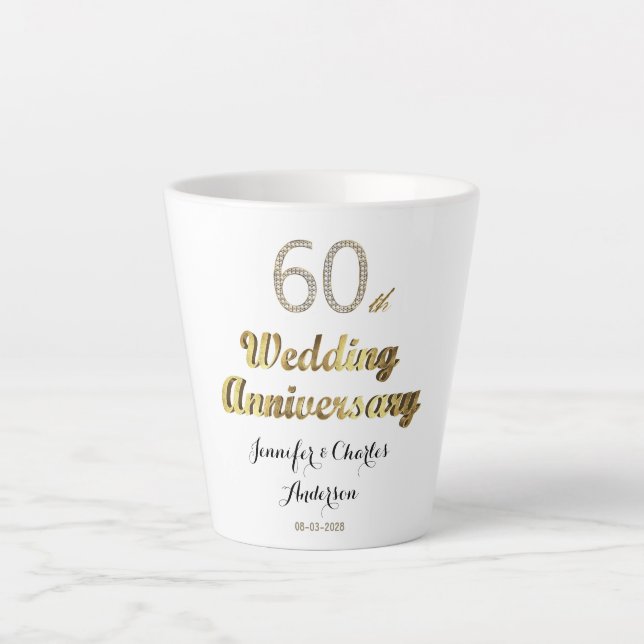 60th Wedding Anniversary Diamond Wedding Latte Mug (Front)