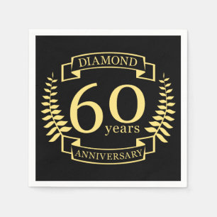 60th Wedding ANNIVERSARY diamond yellow Napkin