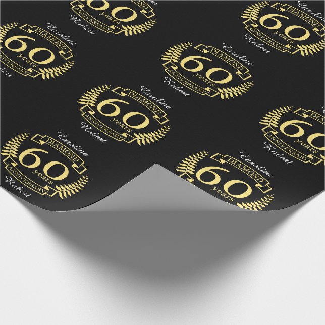 60th Wedding ANNIVERSARY diamond yellow Wrapping Paper (Corner)