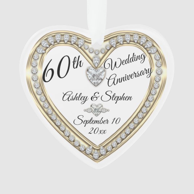 60th Wedding Anniversary Diamonds Keepsake Ornament (Front)
