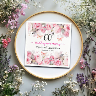 60th Wedding Anniversary Elegant Blush Roses Napkin
