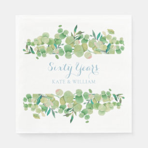 60th Wedding Anniversary Eucalyptus Greenery Napkin