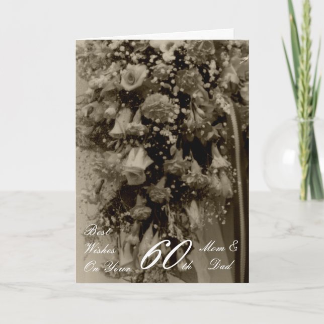60th Wedding Anniversary Floral Bouquet Card (Front)
