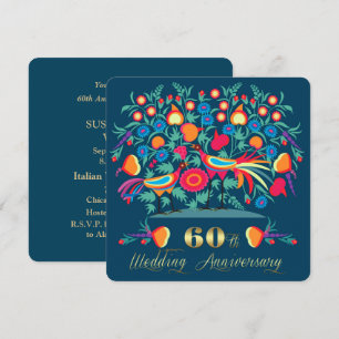 60th Wedding Anniversary Folk Art Invitation