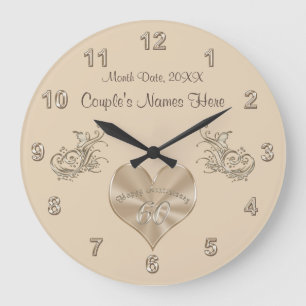 60th Wedding Anniversary Gift Couple's NAMES, DATE Large Clock