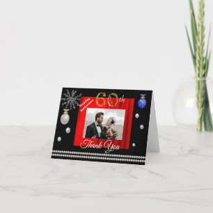 60th Wedding Anniversary & Gold Festive Holiday Thank You Card