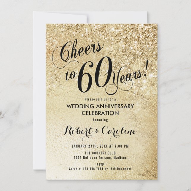 60th Wedding Anniversary Gold Invitation (Front)