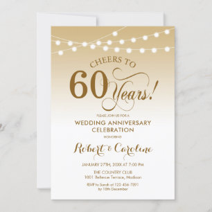 60th Wedding Anniversary - Gold White Invitation