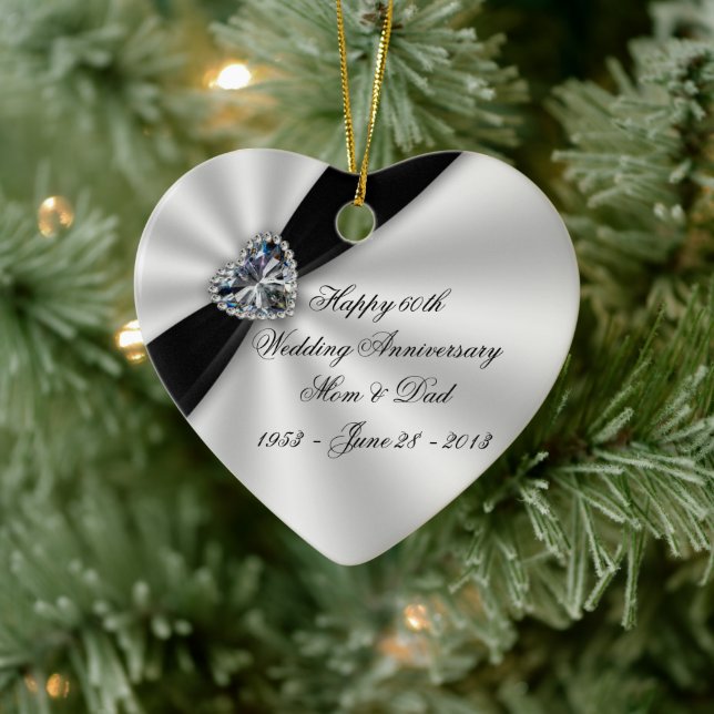 60th Wedding Anniversary Heart Ornament (Tree)