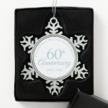 60th Wedding Anniversary Hearts Confetti Snowflake Pewter Christmas Ornament<br><div class="desc">Featuring delicate hearts confetti. Personalise with your special sixty years diamond anniversary information in chic lettering. Designed by Thisisnotme©</div>