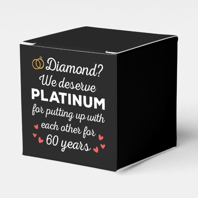 60th Wedding Anniversary I - Diamond Funny Couple Favour Box (Front Side)