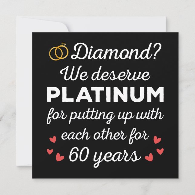 60th Wedding Anniversary I - Diamond Funny Couple Invitation (Front)