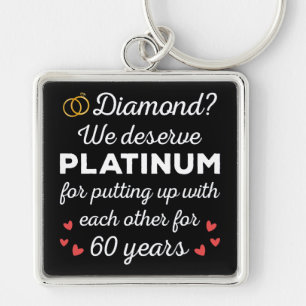 60th Wedding Anniversary I - Diamond Funny Couple Key Ring