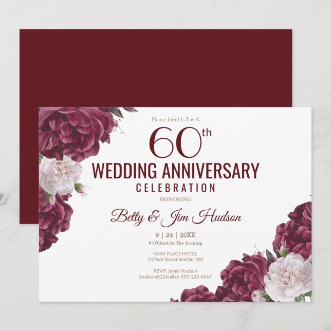 60th Wedding Anniversary Invitation (Front/Back)