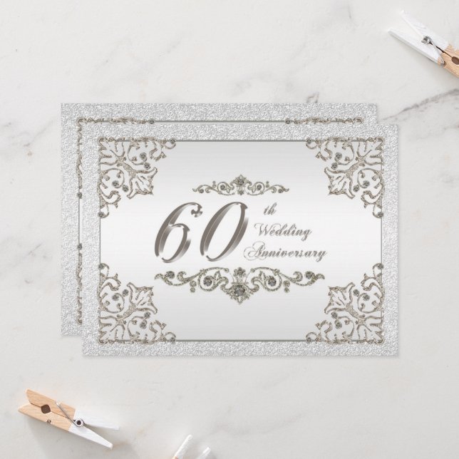 60th Wedding Anniversary Invitation Card (Front/Back In Situ)