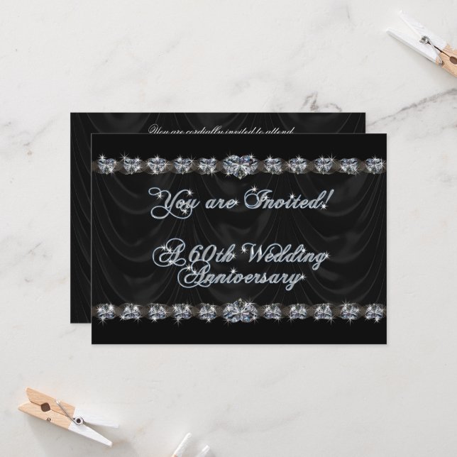 60th Wedding Anniversary Invitation Card (Front/Back In Situ)
