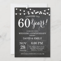 60th Wedding Anniversary Invitation Chalkboard
