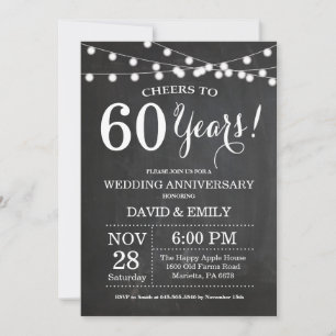 60th Wedding Anniversary Invitation Chalkboard