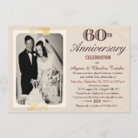 60th Wedding Anniversary Invitation - Custom Photo