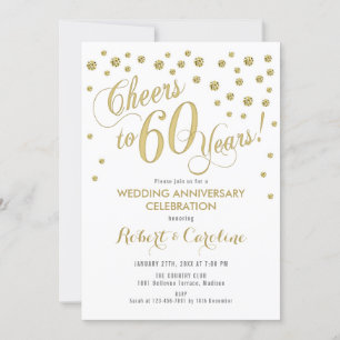 60th Wedding Anniversary Invitation - Gold & White