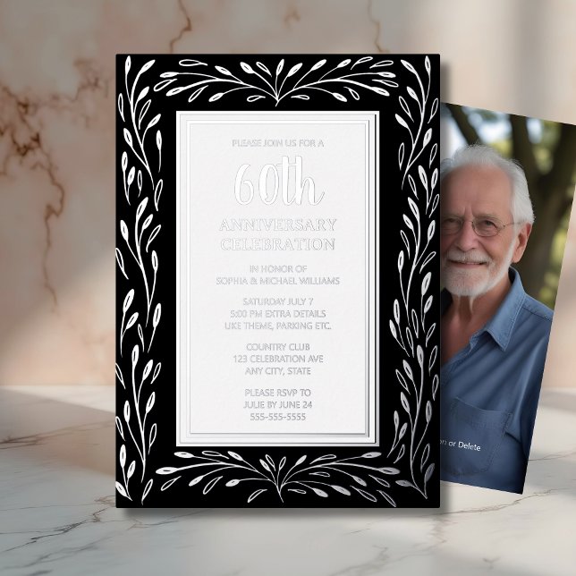 60th Wedding Anniversary Invitations Black (Creator Uploaded)