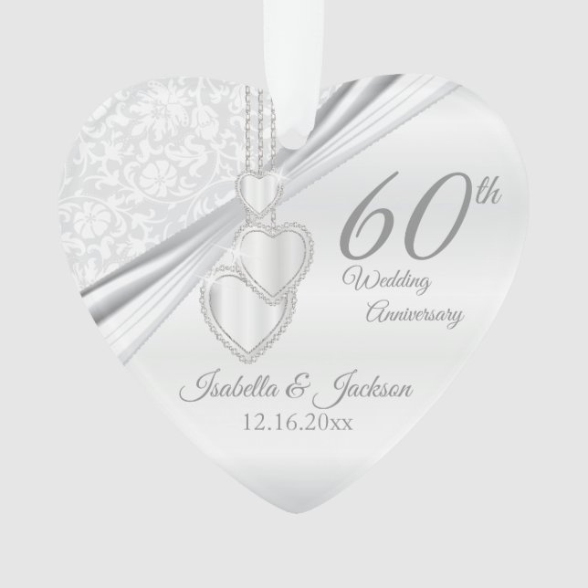 60th Wedding Anniversary Keepsake Design Ornament (Front)
