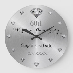 60th Wedding Anniversary Large Clock