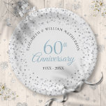 60th Wedding Anniversary Love Hearts Confetti Paper Plate<br><div class="desc">Featuring delicate love hearts confetti. Personalise with your special sixty years diamond wedding anniversary information in chic lettering. Designed by Thisisnotme©</div>