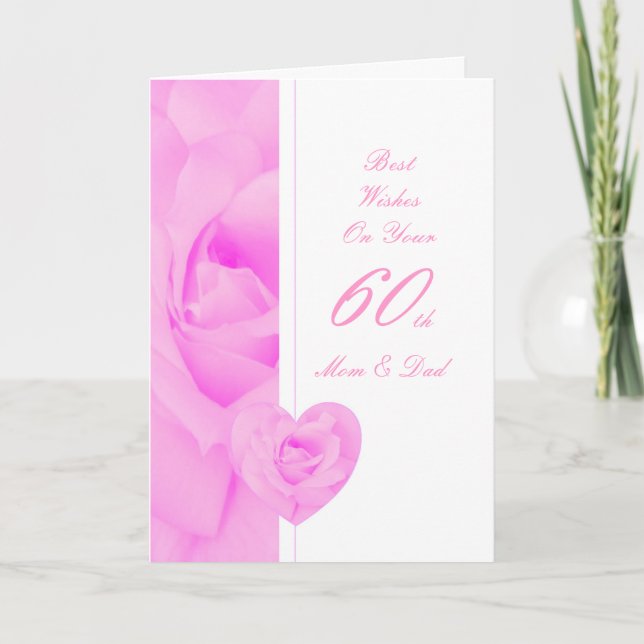60th Wedding Anniversary Mom & Dad Floral Heart Card (Front)