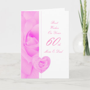 60th Wedding Anniversary Mom & Dad Floral Heart Card