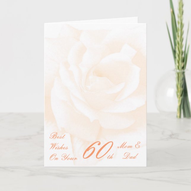 60th Wedding Anniversary Mom & Dad Ivory Rose Card (Front)