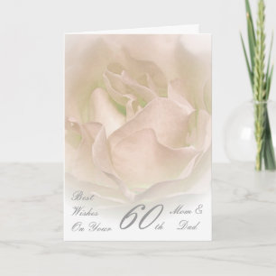 60th Wedding Anniversary Mum & Dad Ivory Rose Card