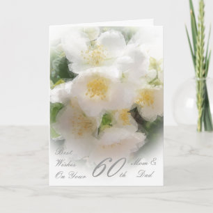 60th Wedding Anniversary Mum & Dad White Flowers Card