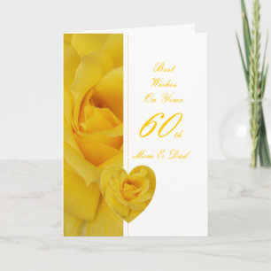 60th Wedding Anniversary Mum & Dad Yellow Rose Card