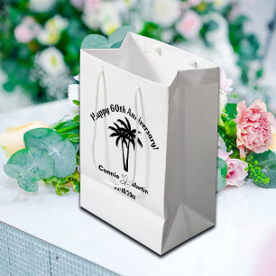 60th Wedding Anniversary Palm Trees Medium Gift Bag