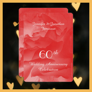 60th Wedding Anniversary Party Invitation, Rose Invitation