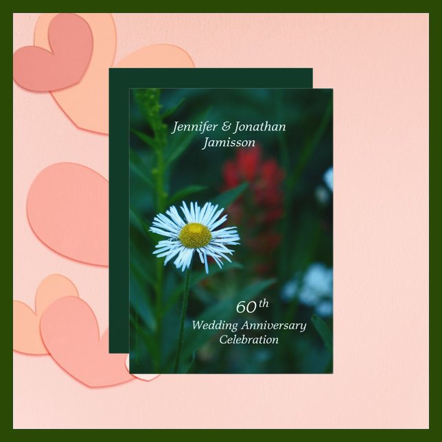 60th Wedding Anniversary Party Invite White Daisy (Creator Uploaded)