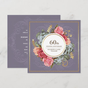 60th Wedding Anniversary Party Vintage Floral Invitation