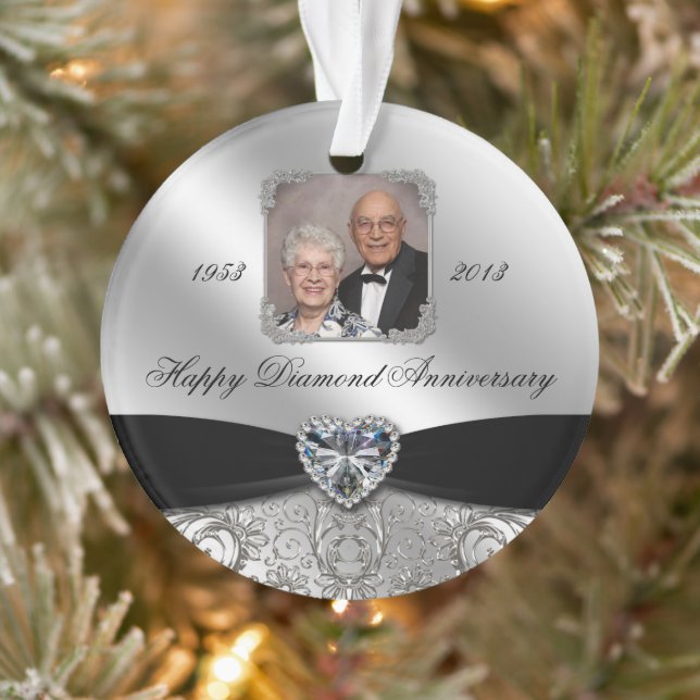 60th Wedding Anniversary Photo Acrylic Ornament (Tree)