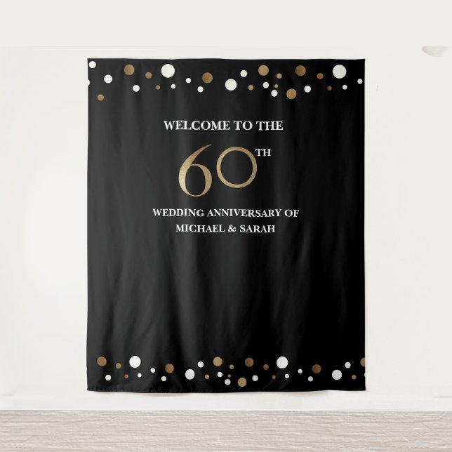 60th WEDDING Anniversary Photo backdrop Tapestry (Front)