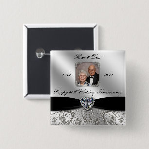 60th Wedding Anniversary Photo Button