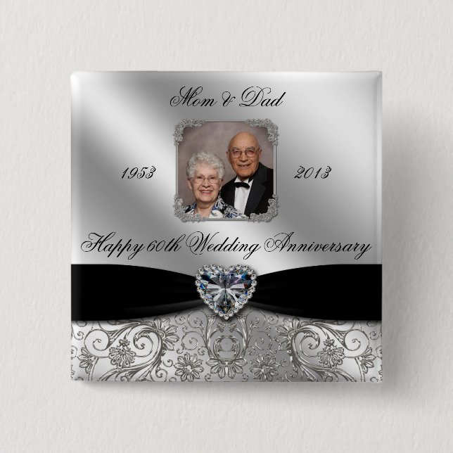 60th Wedding Anniversary Photo Button (Front)