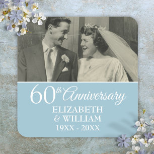 60th Wedding Anniversary Photo Elegant Diamond Square Sticker