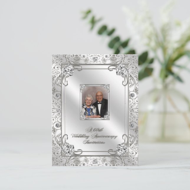 60th Wedding Anniversary Photo Invitation Card (Standing Front)